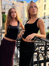 FALDA LENTEJUELAS GRANATE