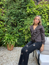 PANTALÓN NEGRO FLORES