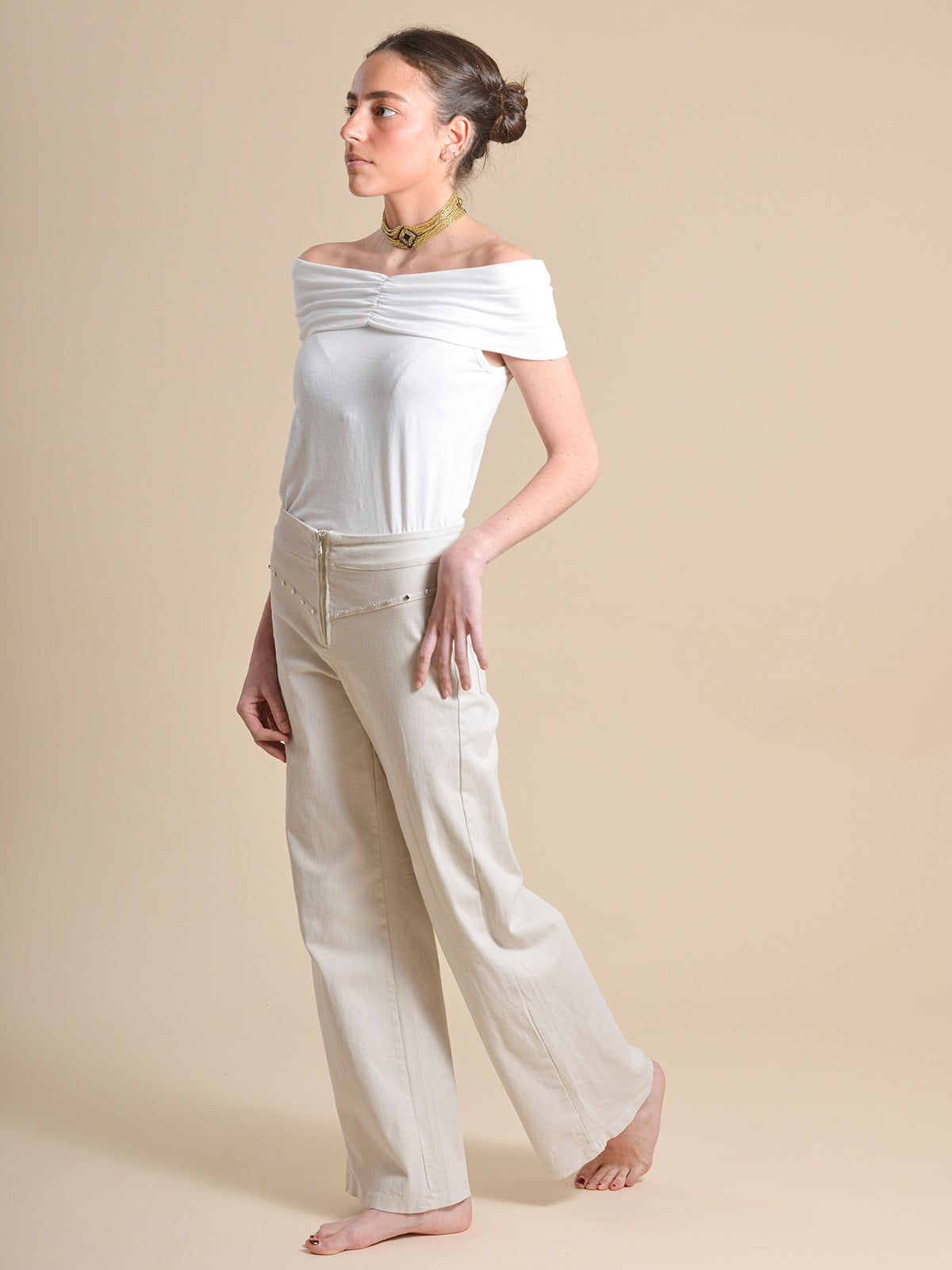 PANTALÓN TACHAS BEIGE
