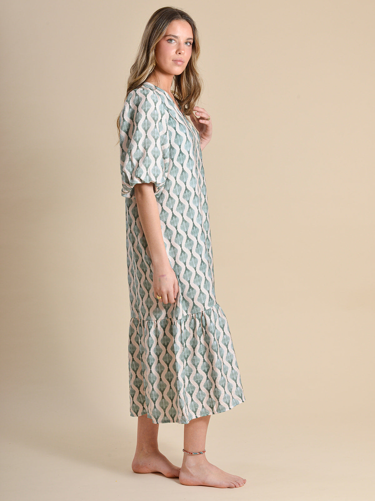 VESTIDO ONDAS TURQUESA