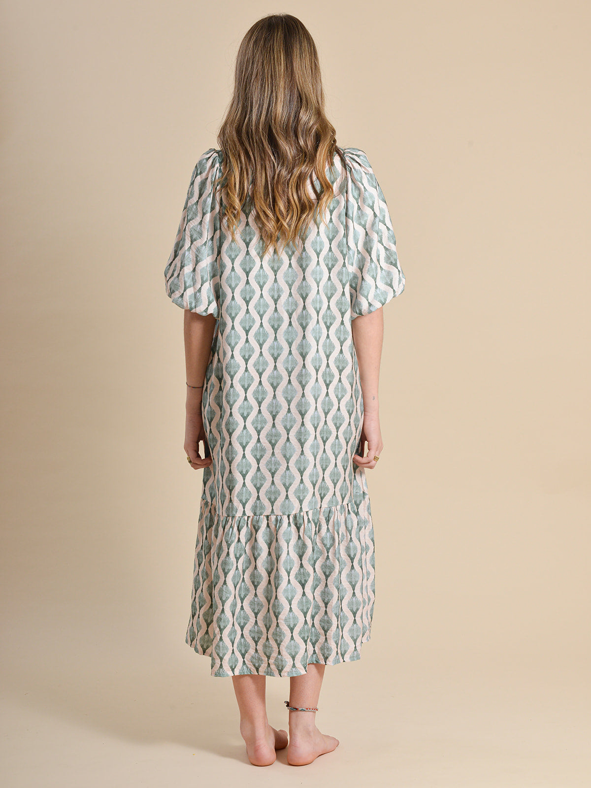 VESTIDO ONDAS TURQUESA