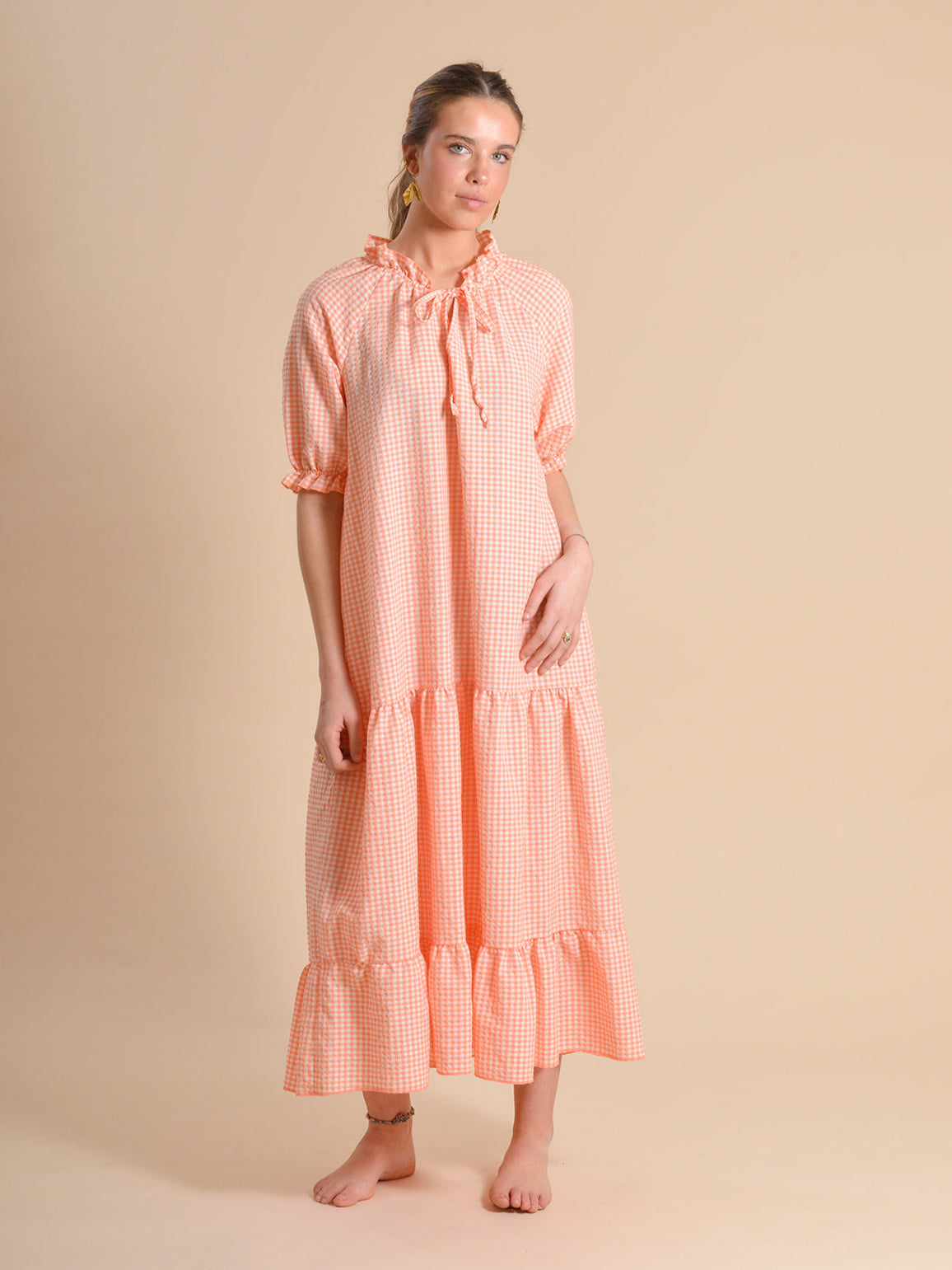 VESTIDO VICHY MELOCOTÓN