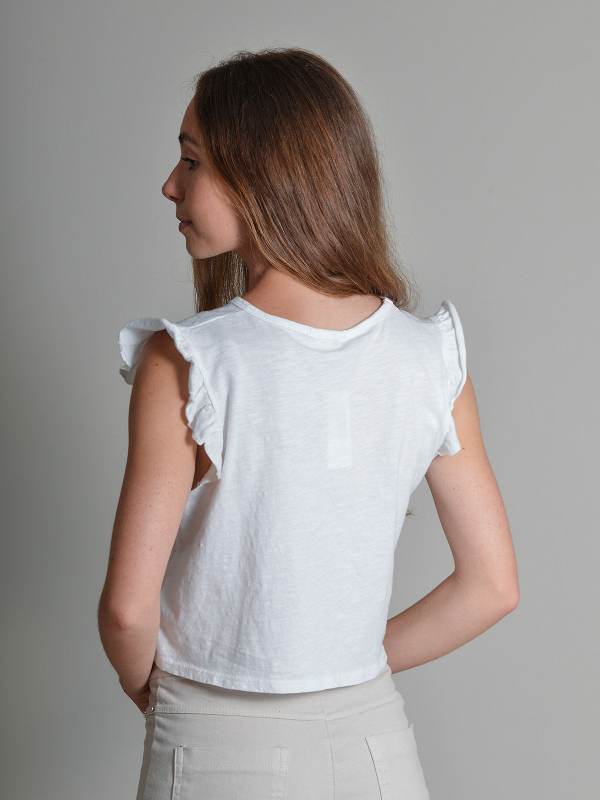 CAMISETA VOLANTES BLANCA