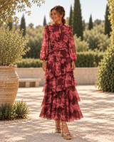 VESTIDO GASA FLORES ROSA