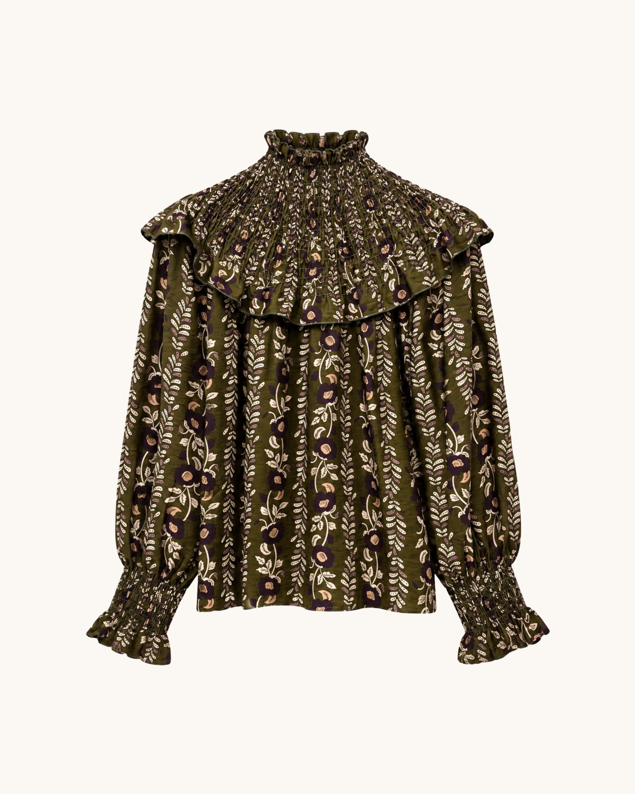 BLUSA CUELLO FLORES MORADAS