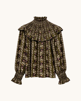BLUSA CUELLO FLORES MORADAS