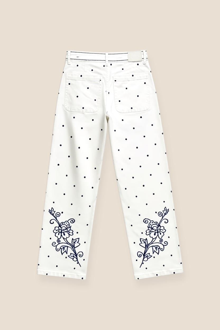 PANTALÓN BORDADO FLOR - ONCE28