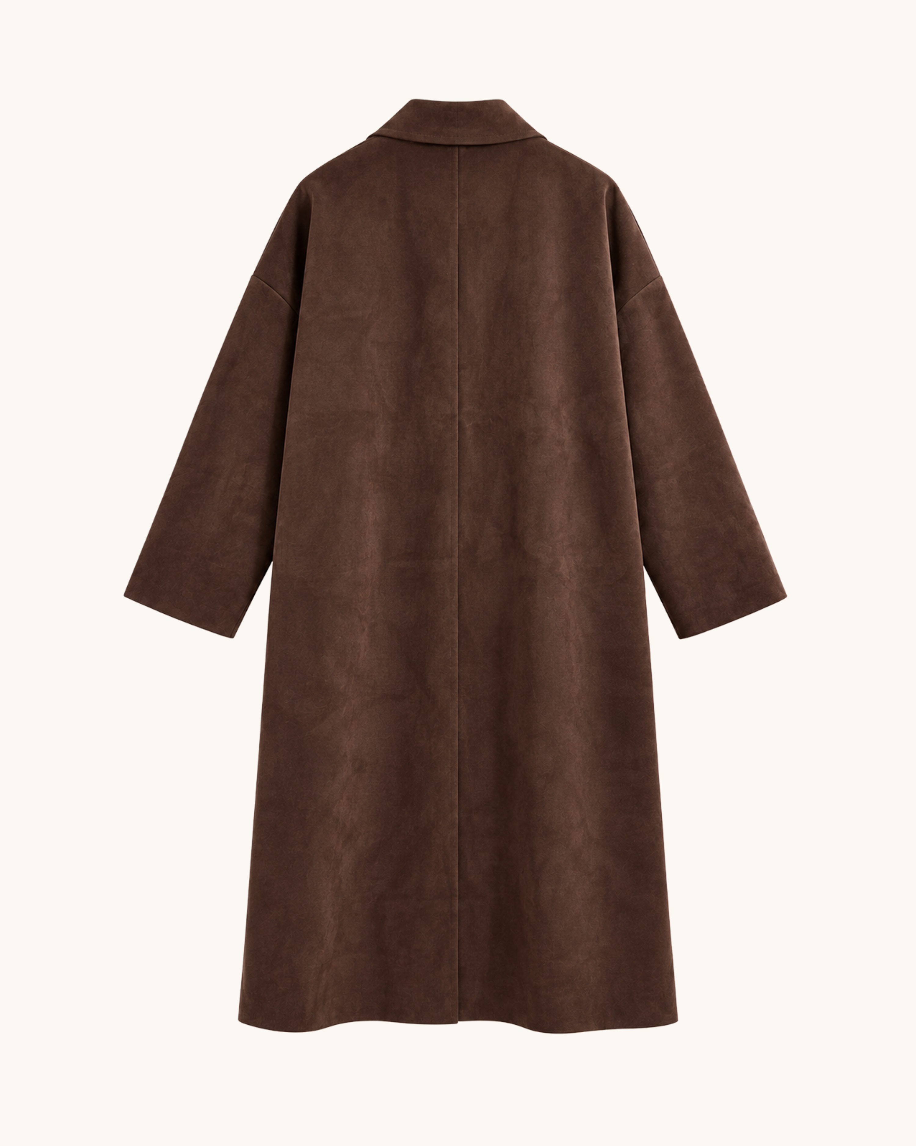 CHAQUETA LARGA EFECTO ANTE MARRÓN