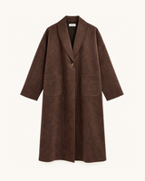 CHAQUETA LARGA EFECTO ANTE MARRÓN