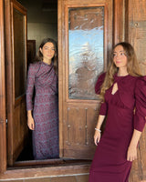 VESTIDO HOMBROS GRANATE
