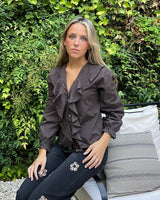 BLUSA VOLANTES MARRÓN