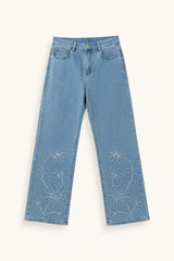 PANTALÓN RECTO BORDADO BAJO - ONCE28