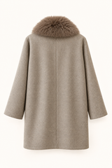 ABRIGO CAPUCHA PELO TAUPE