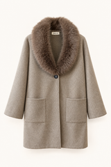 ABRIGO CAPUCHA PELO TAUPE