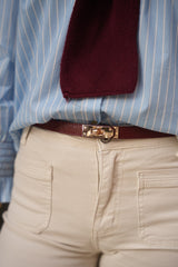 CINTURÓN PIEL FINO GRANATE - ONCE28