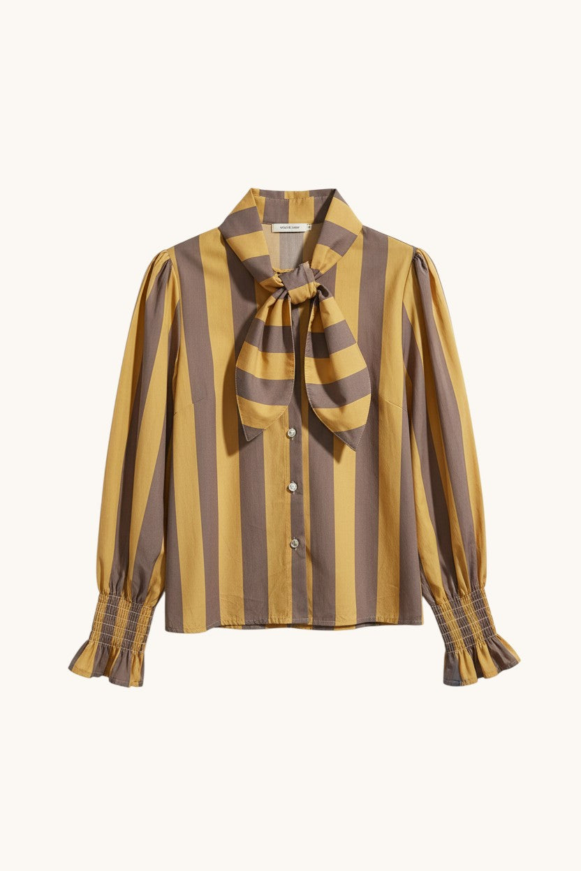 CAMISA RAYAS AMARILLO Y MARRÓN - ONCE28