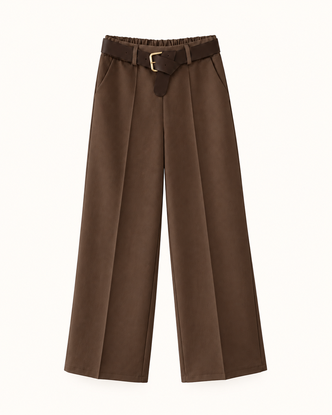 PANTALÓN COSTURA ELÁSTICO MARRÓN