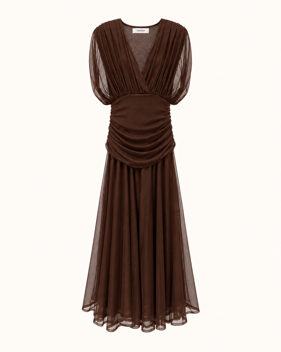 VESTIDO GASA MARRÓN