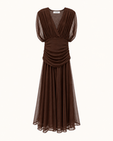 VESTIDO GASA MARRÓN