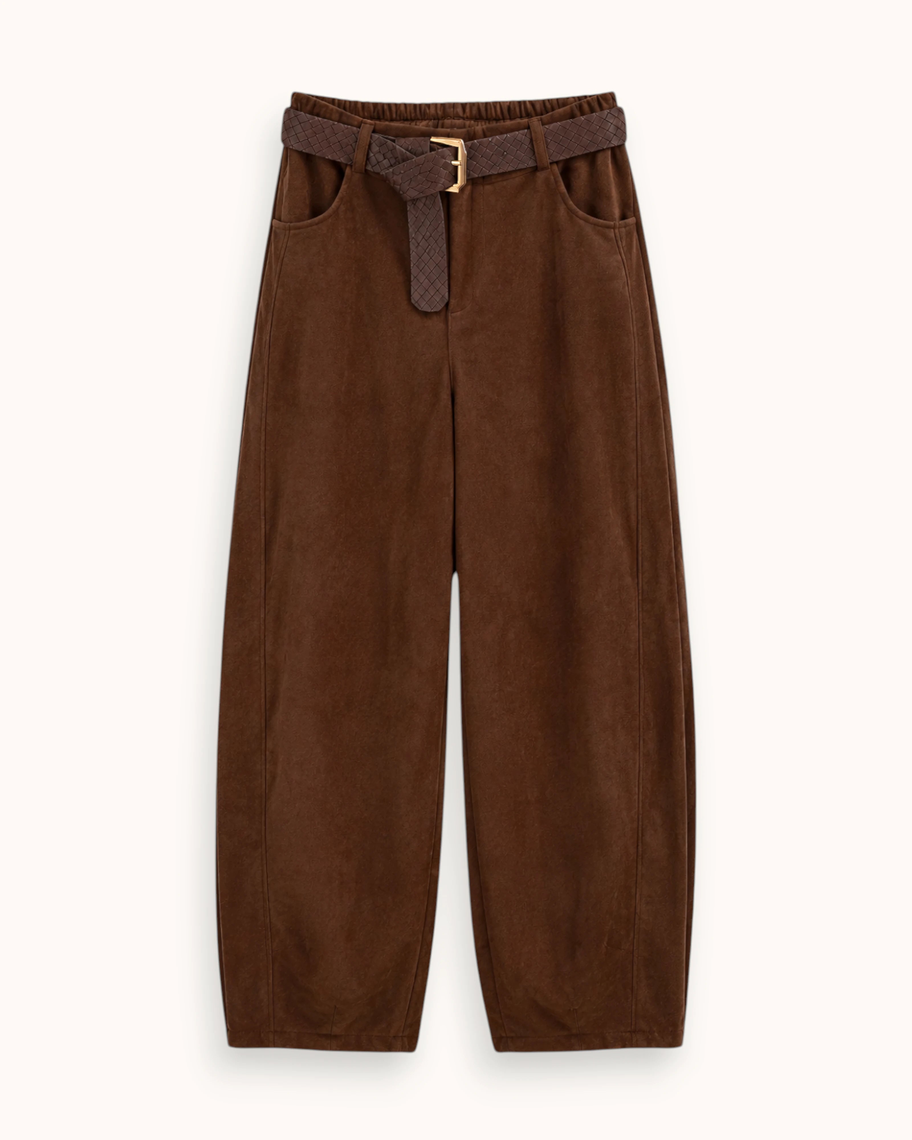 PANTALÓN EFECTO ANTE MARRÓN