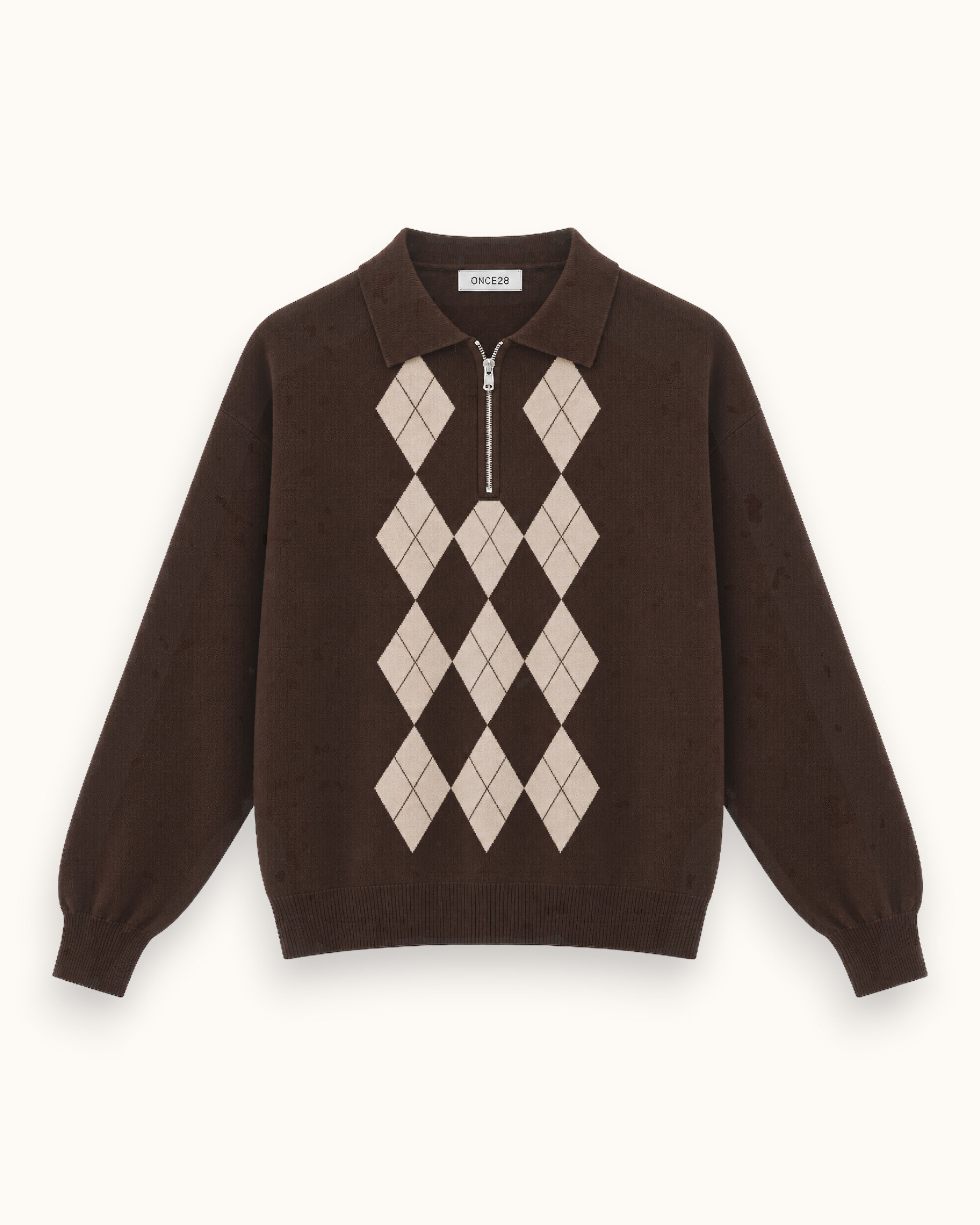 JERSEY CREMALLERA ROMBOS MARRÓN