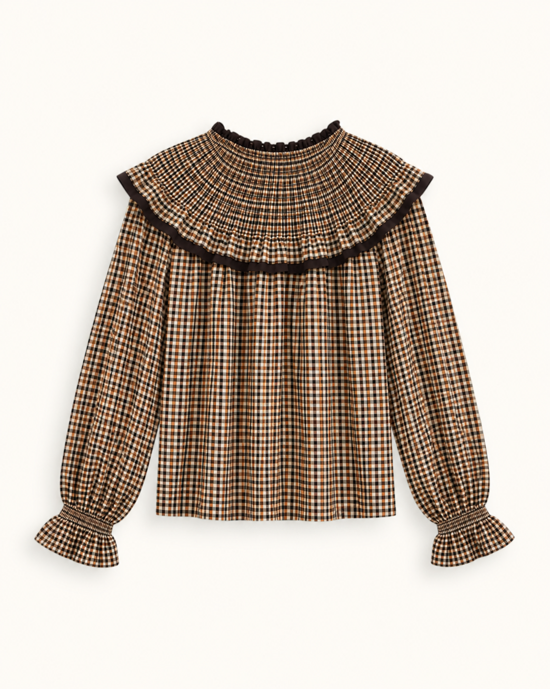 BLUSA BABERO VICHY MARRÓN