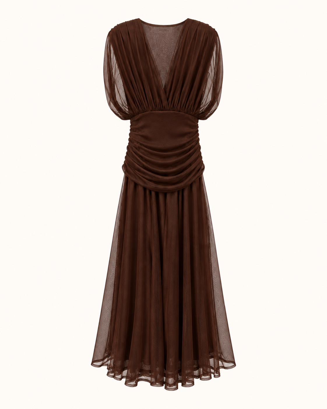 VESTIDO GASA MARRÓN