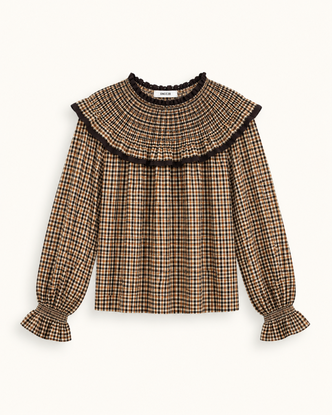 BLUSA BABERO VICHY MARRÓN
