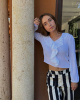 BLUSA VOLANTES BRILLO BLANCO
