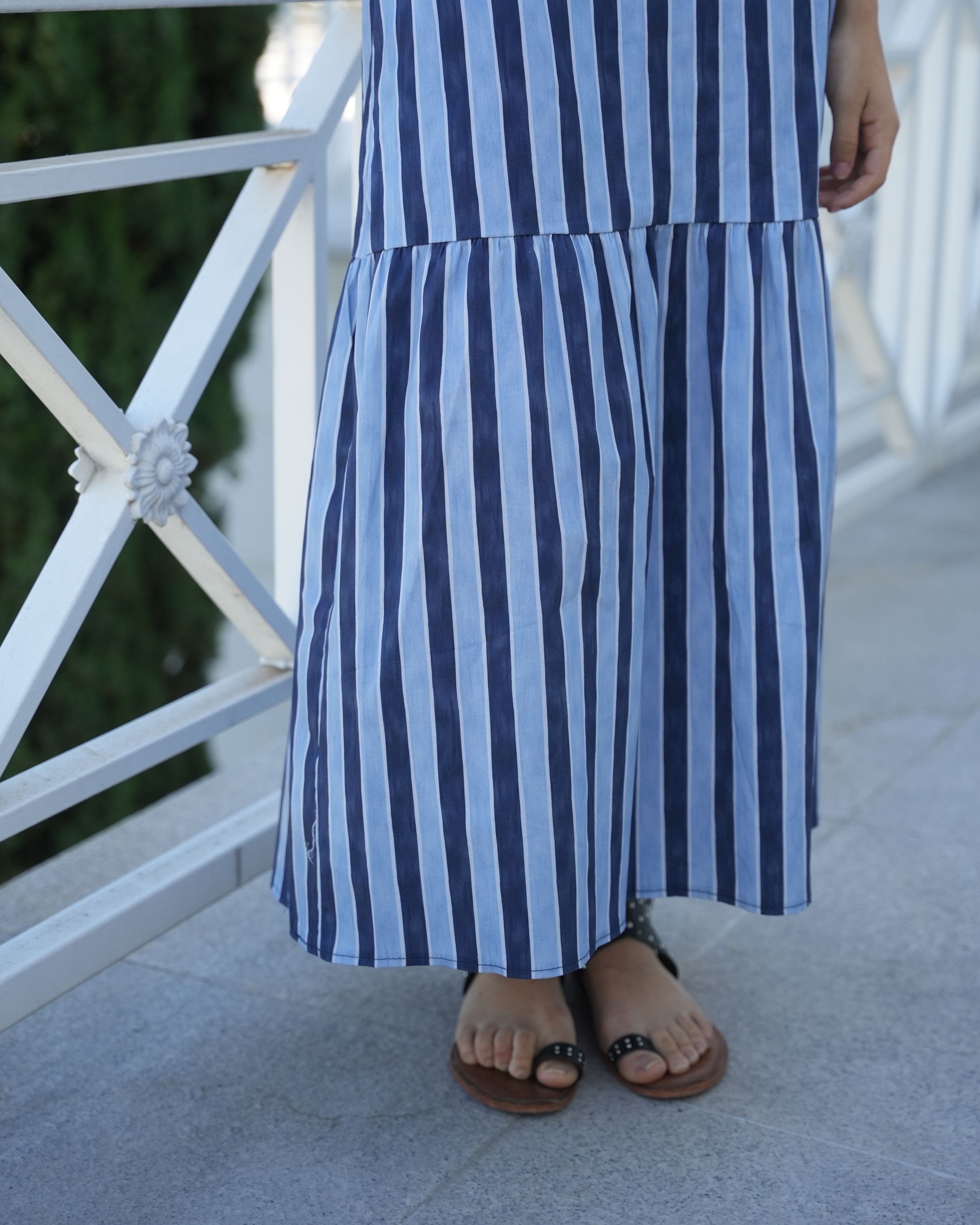 VESTIDO RAYA ANCHA AZUL - ONCE28
