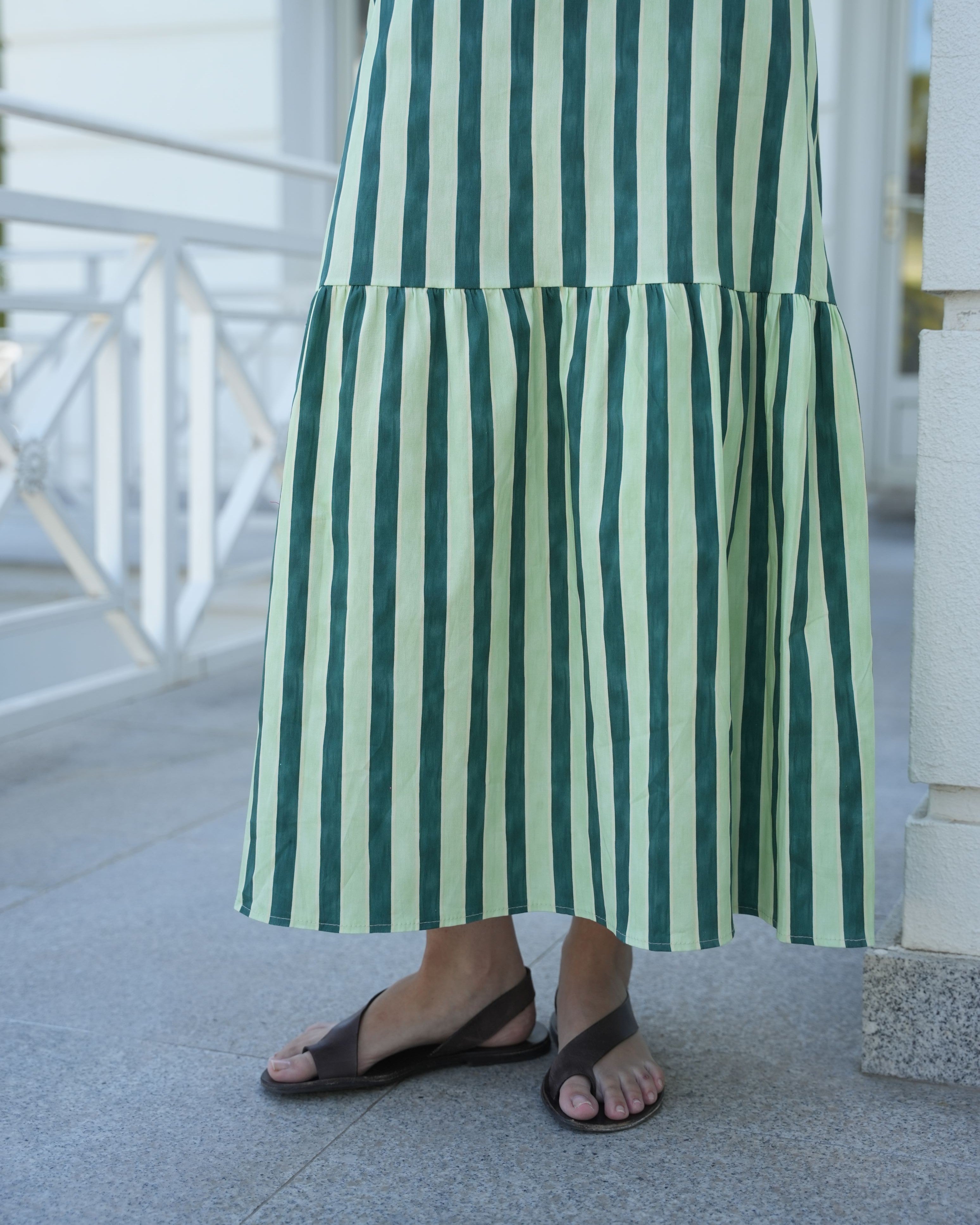 VESTIDO RAYA ANCHA VERDE - ONCE28
