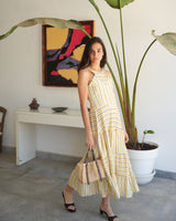 VESTIDO V RAYA AMARILLO - ONCE28