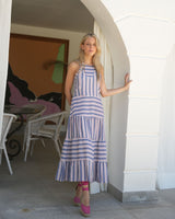 VESTIDO V RAYA AZUL - ONCE28