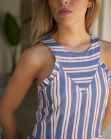 VESTIDO V RAYA AZUL - ONCE28