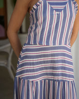 VESTIDO V RAYA AZUL - ONCE28