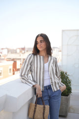 CHAQUETA RAYAS TAUPE - ONCE28