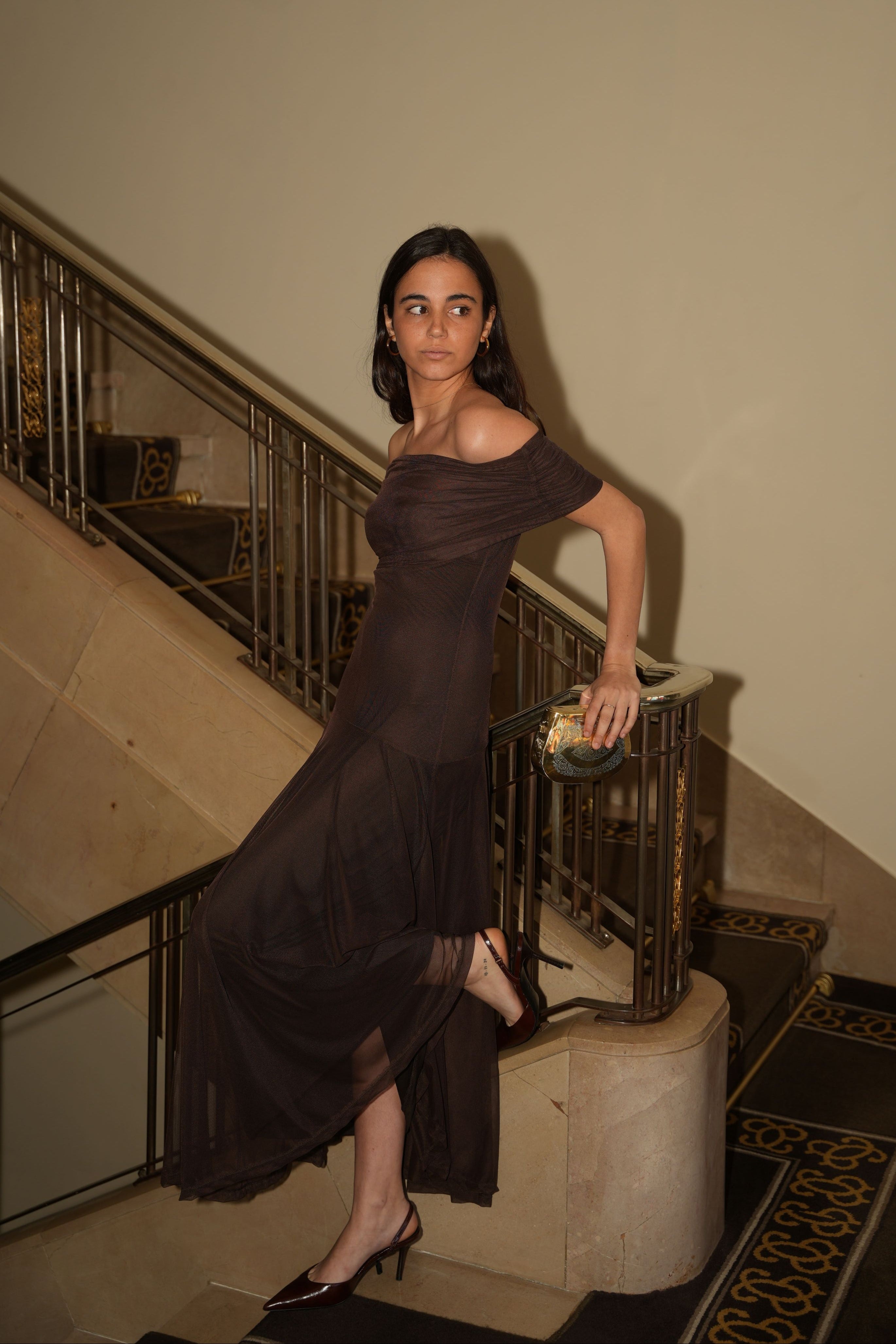 VESTIDO GASA MARRÓN - ONCE28