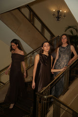 VESTIDO RASO ESTAMPADO GRIS - ONCE28