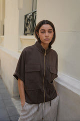 CHAQUETA FRUNCIDA MARRÓN - ONCE28