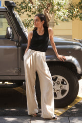 PANTALÓN BEIGE RAYA DIPLOMÁTICA - ONCE28