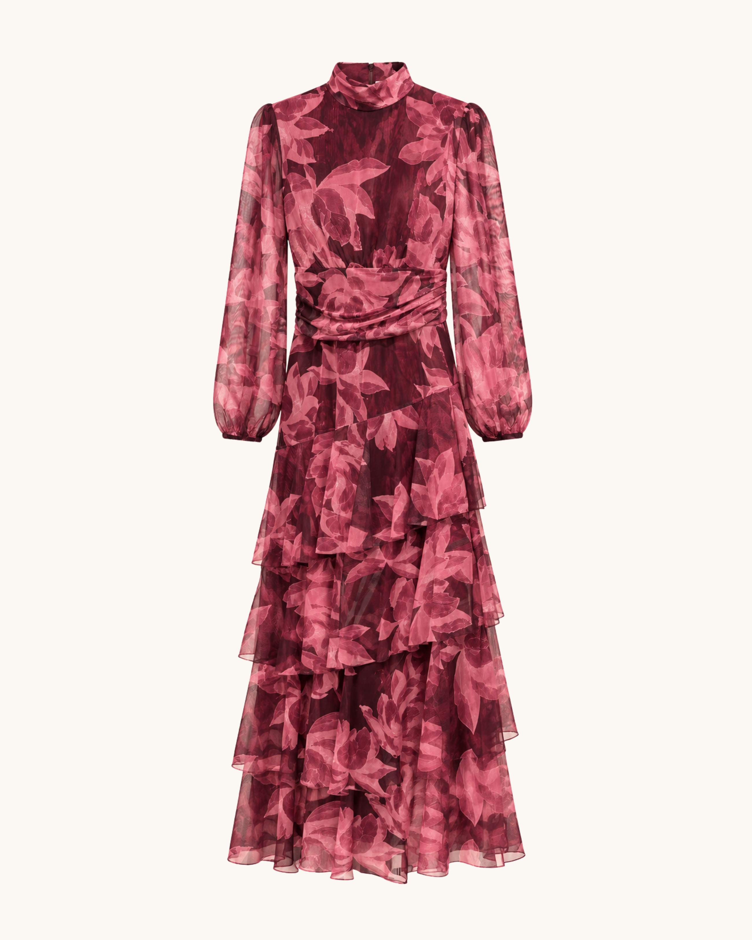 VESTIDO GASA FLORES ROSA