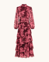 VESTIDO GASA FLORES ROSA