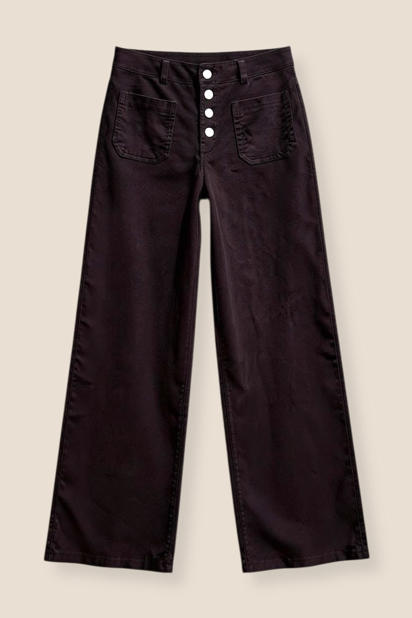 PANTALÓN RECTO BOTONES MARRÓN - ONCE28
