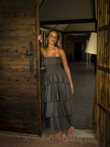 VESTIDO VERONA FRUNCE GRIS