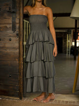 VESTIDO VERONA FRUNCE GRIS