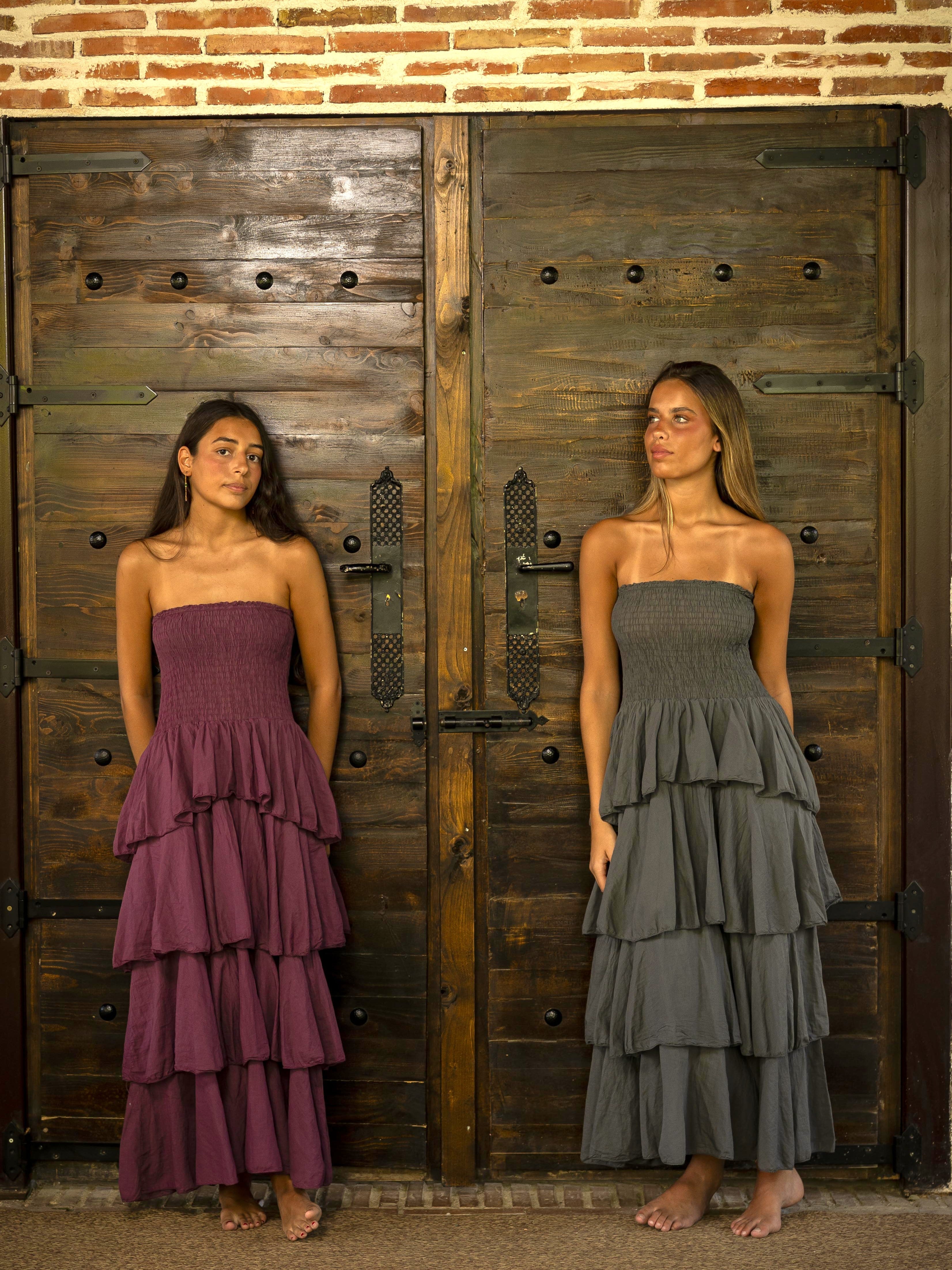 VESTIDO VERONA FRUNCE GRIS