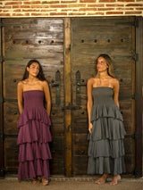 VESTIDO VERONA FRUNCE GRIS