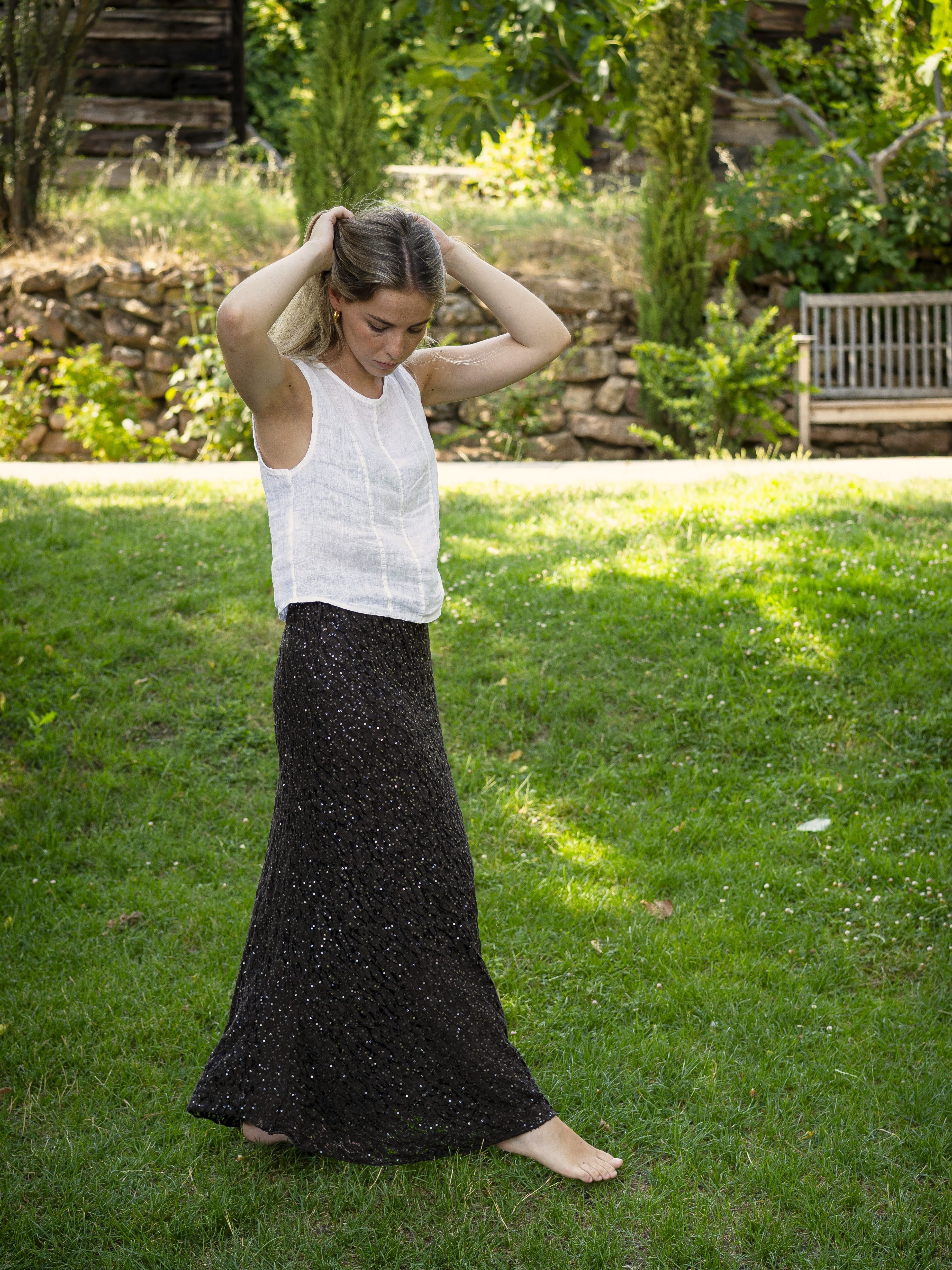 FALDA LENTEJUELA MARRÓN