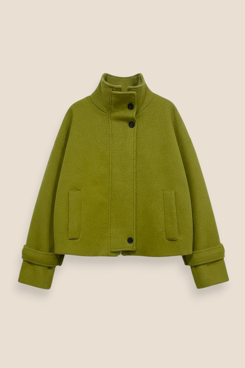 CHAQUETA PAÑO CUELLO PISTACHO - ONCE28