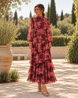 VESTIDO GASA FLORES ROSA